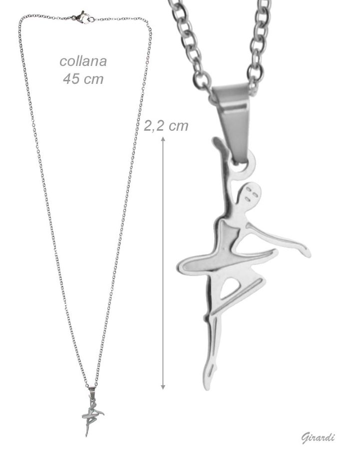 COLLANA IN ACCIAIO CON BALLERINA DOPPIO EFFETTO
